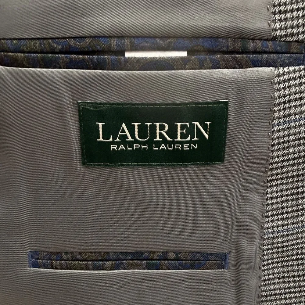 Lauren Ralph Lauren 48R Gray Houndstooth 2-Button Single-Vent Sports Coat